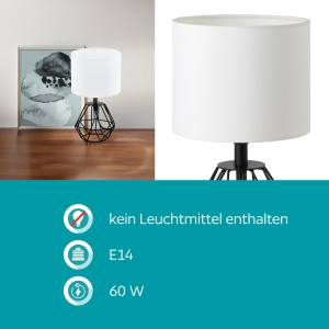 Lampa de masa vintage EGLO Carlton 2, alb-negru, E14, 30.5 cm - Img 4