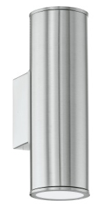 Lampa de perete exterior LED Eglo Riga, 2 fasii luminoase, IP44, otel galvanizat, argintiu