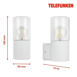 Lampa de perete exterior TELEFUNKEN IP44, E27 max. 12W, alba - Img 5