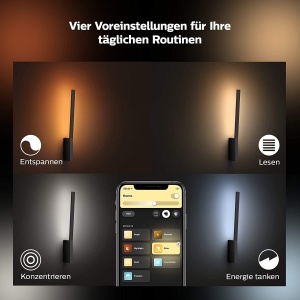 Lampa LED de Perete Philips Hue Liane, Dimmabila, 16 Mio. Culori, Neagra - Img 6