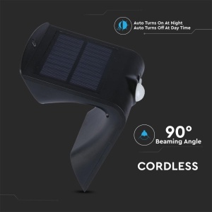 Lampa LED de perete V-TAC VT-767-2, 1,5 W, cu solarpanel, neagra - Img 9