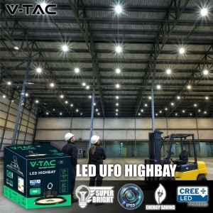 Lampa LED High Bay V-TAC 100W UFO - 13500 lm, IP65, Alb Rece 6500K - Img 2