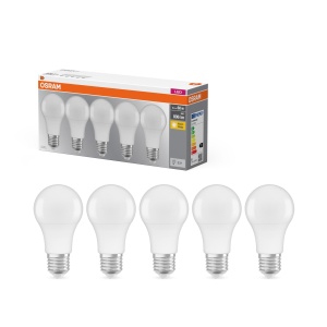 Lampa LED Osram E27, 8.5W, 806 lm, Lumina Calda, Set 5 Bucati