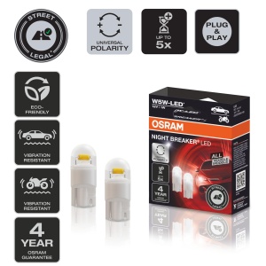 Lampa LED Osram NIGHT BREAKER W5W, 12V, 5700K, 50lm - Img 2