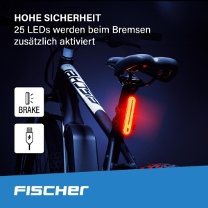 Lampa LED pentru bicicleta FISCHER cu 50 LED-uri, reincarcabila, IPX4, neagra - Img 3