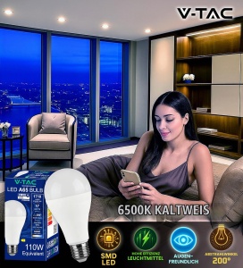 Lampa LED V-TAC E27 17W - 1710 Lumen, Culoare Kalt Alb, 2 Buc - Img 3