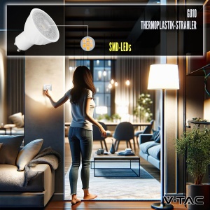 Lampa LED V-TAC GU10, 6W, 445 Lumen, Lumina Neutra 4000K, 3 Buc - Img 5