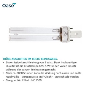 Lampa UVC de inlocuire OASE 5W, alba, 8000 ore durata de viata - Img 2