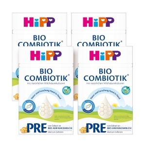 Laptele praf HiPP PRE Bio Combiotik 4 x 600g cu culturi lactice naturale