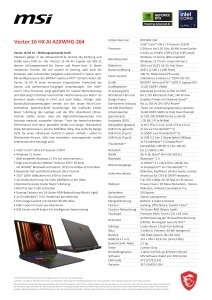 Laptop Gaming MSI Vector 16 HX, 16 QHD 240 Hz, Intel Core Ultra 7, 16 GB RAM, Cosmos Grau - Img 2