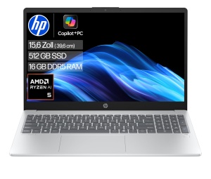 Laptop HP OmniBook 3, AMD Ryzen 5, 16GB RAM, 512GB SSD, 15.6 inch FHD, Argintiu