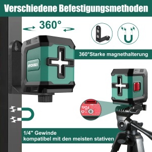 Laser Kreuzlinien HYCHIKA 15m, Verde, Auto-nivelare, 3 Moduri de Luminozitate - Img 5