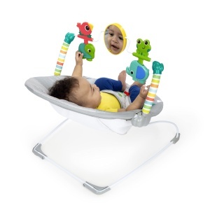 Leagan pentru bebelusi Bright Starts Playful Paradise, Unisex, cu vibratii si jucarii - Img 4
