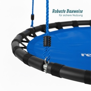 Leagan rotund Relaxdays, 120 cm, ajustabil, albastru, capacitate 100 kg - Img 5