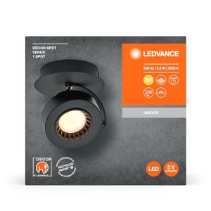 LEDVANCE DECOR SPOT VENUS, 5.5W, 210lm, negru, spot, capete reglabile, versatil, spot interior, culoare alb cald, optica de inalta calitate, instalare usoara - Img 8