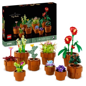 LEGO 10329 Icoane Mini plante, 9 flori artificiale de construit, colectie botanica Set de colectie pentru adulti cu ghiveci de teracota construibil, decoratiuni interioare, cadou pentru femei si barbati