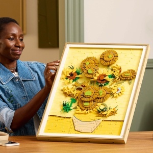 LEGO Art Vincent Van Gogh - Floarea-soarelui - Pictura 3D cu flori in miscare - Decoratiuni pentru sufragerie sau birou - Kit pentru adulti - Idee de  - Img 8