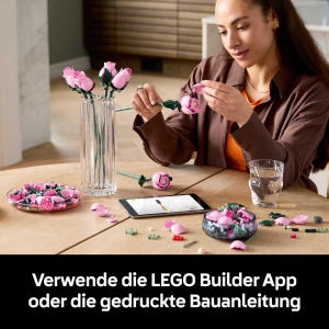 LEGO Botanicals 10374 Set Buchet de Trandafiri Roz Decorativ 12 Trandafiri si 4 Ramuri Albastrele - Img 7