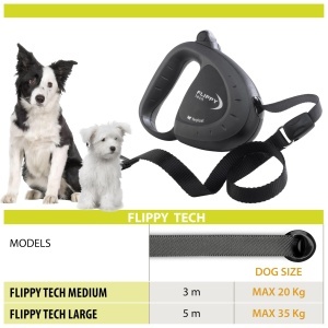 Lesa pentru caini Ferplast Flippy TECH lesa retractabila pentru caini mari de pana la 50 kg Chinga extensibila max 5 m Buton unic de blocare si eliber - Img 5