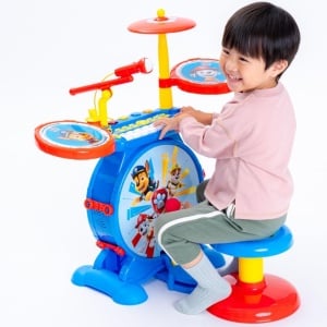 Lexibook K610PA PAW Patrol Helper on Four Paws Chase Kit de tobe pentru copii, sunet de tobe digital adevarat, claviatura cu 8 note, mufa MP3, scaun inclus, albastru/rosu - Img 5