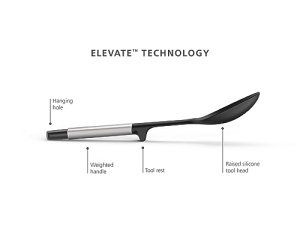 Lingura de gatit Joseph Joseph Elevate, silicon BPA-free, rezistenta la caldura, maner din inox - Img 3