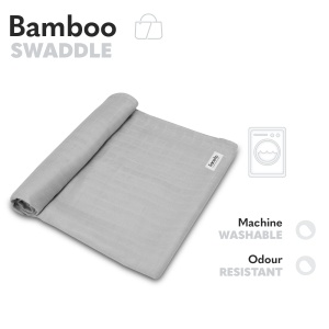 Lionelo Bamboo Swaddle 120x120 cm Material Natural Bambus Culoare Grey Stone - Img 6