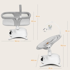 Lionelo Bella Set 2-in-1 Leagan Electric si Landou pentru Bebelusi 360deg 5 Viteze de Leganare - Img 9