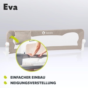 Lionelo Eva Protectie Pat pentru Copii 150 cm Plasa Respirabila Pliabila 180deg - Img 5