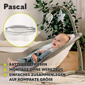LIONELO Pascal Baby Rocker, vibratii blande, 5 melodii, carusel de jucarii cu jucarii de plus interactive, perna, spatar reglabil, sistem de economisire a energiei (GRI SCANDI) - Img 7