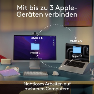 Logitech MX Keys Mini pentru Mac - Tastatura Wireless Minimalista pentru MacBook Pro, MacBook Air, iMac, iPad, Bluetooth, Taste Iluminate, USB-C, Tastare Lina, RO QWERTZ - Gri - Img 9