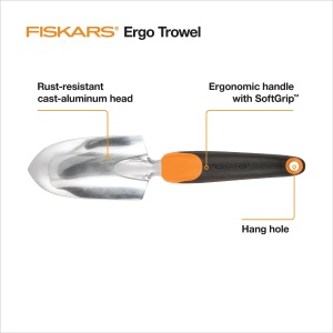 Lopata de gradina Fiskars Ergo cu maner ergonomic, cap din aluminiu, cu gaura de prindere - Img 7