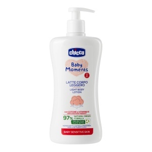 Lotiune pentru corp Chicco, 500 ml, cu ulei de bumbac si vitamina E, textura usoara