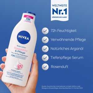 Lotiune pentru corp NIVEA Rosenblute Pflege, 400 ml, cu Argan si 72h hidratare - Img 2