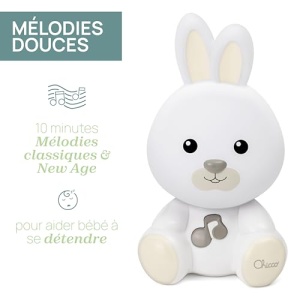 Lumina de noapte Chicco Bunny, lampa portabila pentru iepurasi cu muzica clasica si sunete linistitoare, doua moduri in evolutie, lumina de noapte portabila si lumina de orientare, 0 luni+, neutru - Img 10