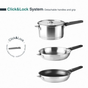 Maner detasabil Lacor 56601 design ergonomic compatibil cu oale si tigai Bakelit rezistent la caldura Negru - Img 4