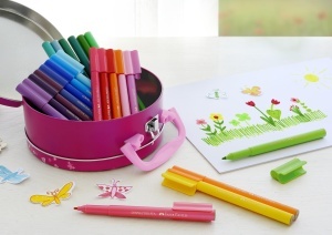 Marker Faber-Castell 155537 cu 33 Stifte, Metalletui Handtasche, Tinta pe baza de apa - Img 4