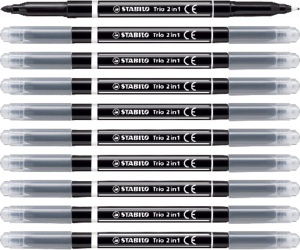 Marker STABILO Trio 2 in 1 - Filzstift si Fineliner, 11 culori, 0,5 mm si 2,0 mm