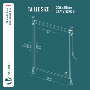 Markiza verticala VOUNOT 200x310 cm, cu manivela, protectie UV, culoare antracit - Img 3