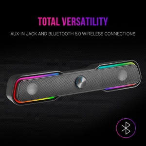 Mars Gaming MSBX, Soundbar pentru jocuri de 10 W, Iluminare RGB dinamica, Procesor de sunet DSP, Bluetooth 5.0 + Jack, Sunet surround pe mai multe niveluri, Negru - Img 5