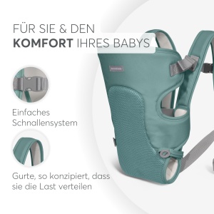 Marsupiu ergonomic KikkaBoo MYRA 3 pozitii pana la 9 kg culoare Mint - Img 3