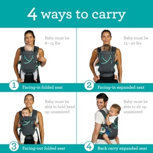 Marsupiu Infantino Carry On Active Gri Ergonomic Cu Buzunare Multiple - Img 2