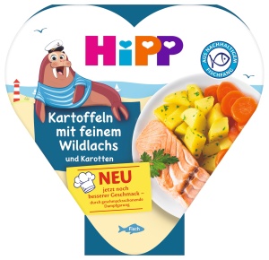 Masa completa HiPP cu cartofi, somon si morcovi, 6x250 g, bio