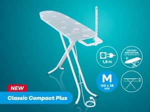 Masa de calcat Leifheit Classic M Compact Plus, 120 x 38 cm, ajustabila, cu priza integrata - Img 2