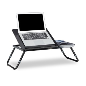Masa pentru laptop Relaxdays, 40 x 75 x 35 cm, ajustabila, neagra - Img 1