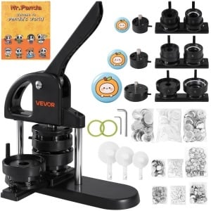Masina de Butonare VEVOR JMB-X3, 3-in-1, pentru Butoane de 253258mm, Negru si Portocaliu