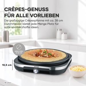 Masina de Crepes SEVERIN CM 2199, Grill Plata XXL 38 cm, 1500 W, Inox Negru - Img 2