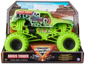 Masina de curse Monster Jam Grave Digger, metal, 124, cu suspensie functionala