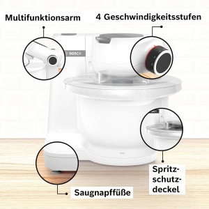 Masina de Gatit Bosch MUMS2AW01, 3.8L, 700W, alba, cu accesoriu pentru patiserie - Img 4