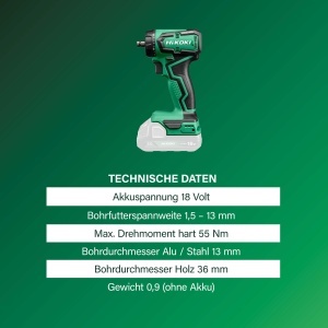 Masina de gaurit cu acumulator HiKOKI DS18DDQ, 18V, 55 Nm, motor fara perii - Img 5