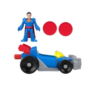 Masina de jucarie Fisher-Price Imaginext DC Super Friends Metal Force Supermobile figurina de actiune Superman inalta de aproximativ 76 cm si accesori - Img 2